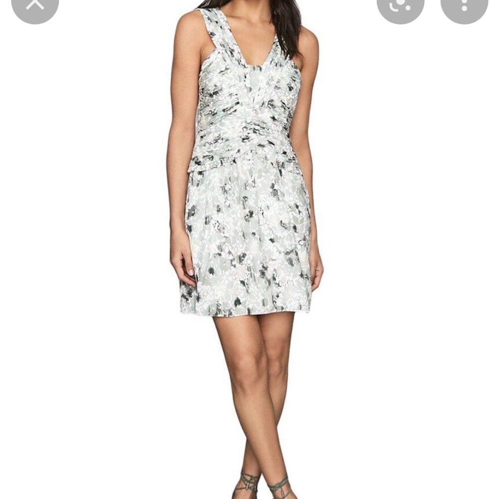 Reiss light green abstract floral mini dress